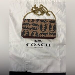 RareCoach Callie Foldover Chain Clutch In Signature Canvas With Rexy By Guang Yu